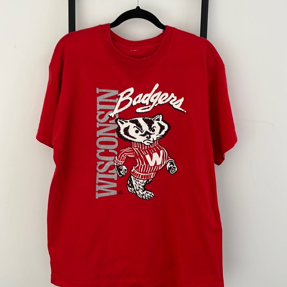 Vintage 90s University of Wisconsin Bucky Badger Graphic Tee Short Sleeve Adult